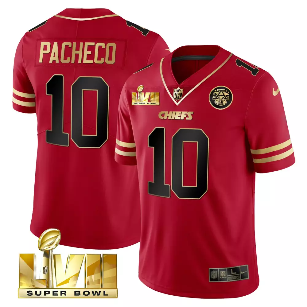 Isiah Pacheco 10 Chiefs Jersey Red Super Bowl Lvii 2023 Men Authentic Black Gold