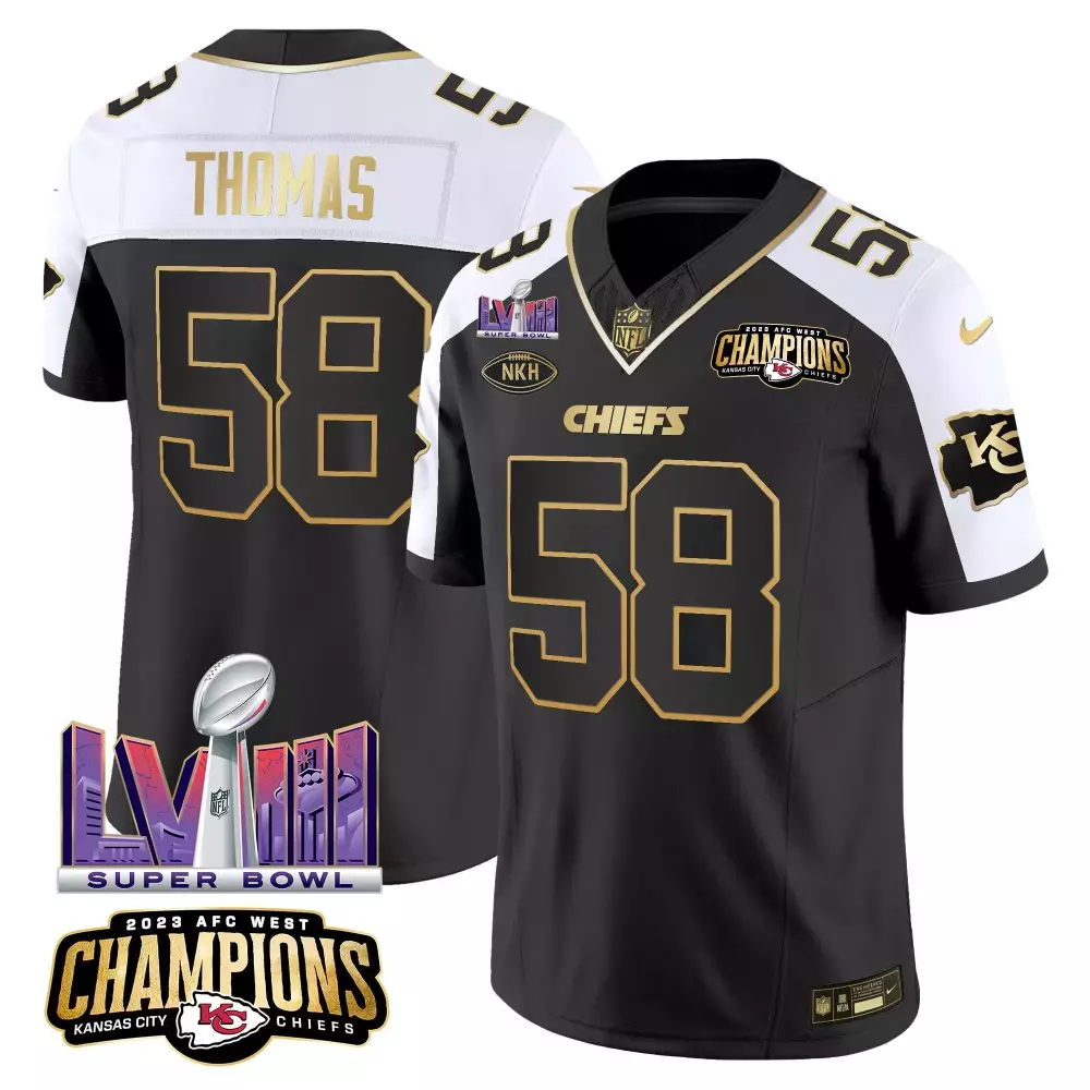 Derrick Thomas 58 Jersey Black AFC West Champions Kansas City Chiefs Super Bowl Lvii 2023