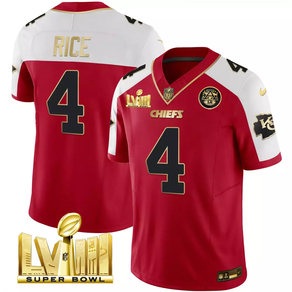 Rashee Rice 4 Kansas City Chiefs Jersey Red Super Bowl Lvii 2023 Men Game Alternate