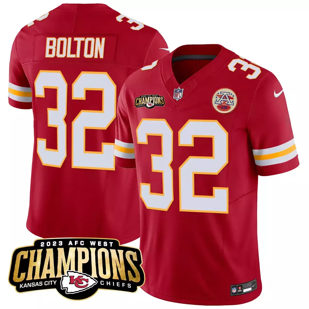 Nick Bolton 32 Kansas City Chiefs Jersey Red AFC West Champions 2023 Men Replica