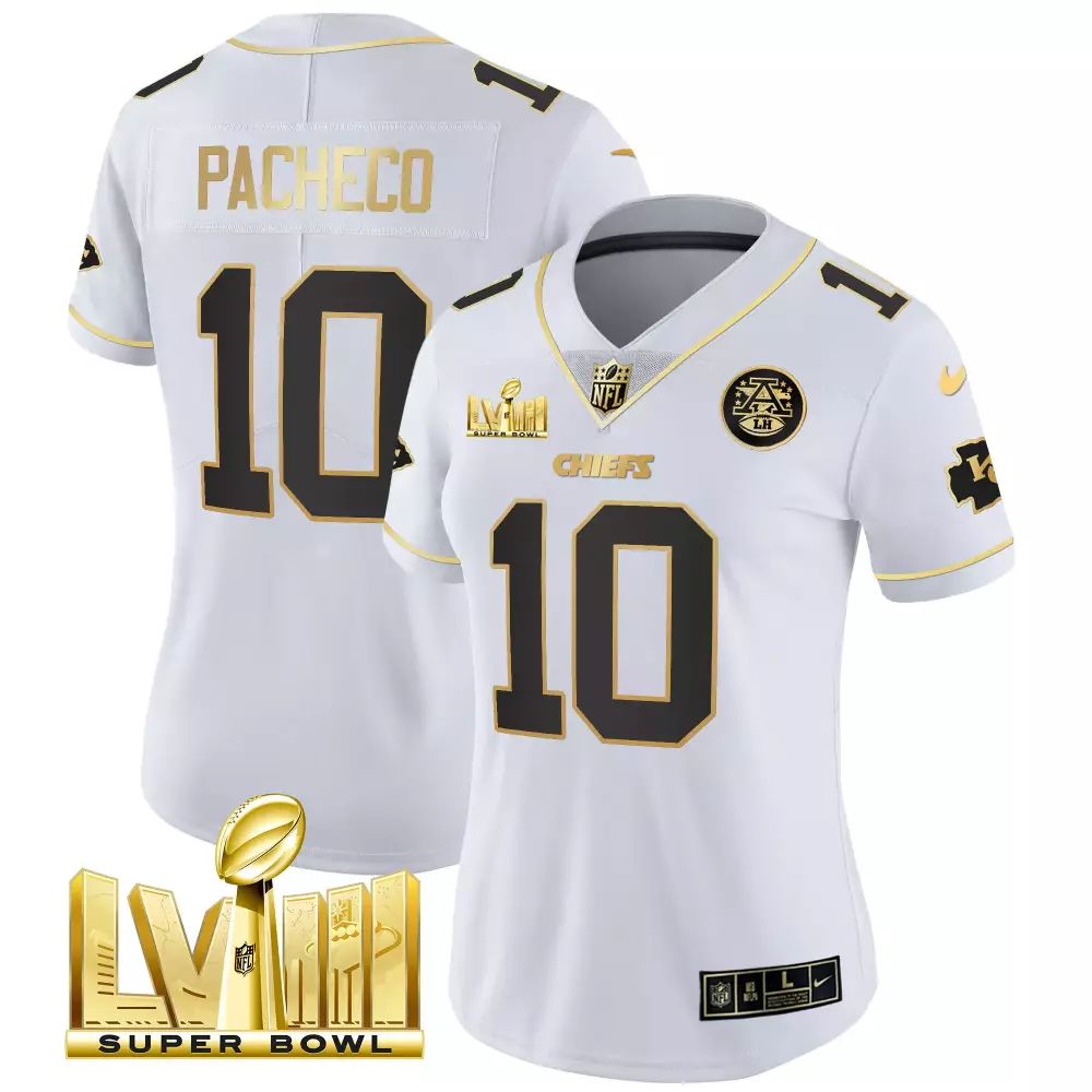 Isiah Pacheco 10 Chiefs Jersey White Super Bowl Lviii 2023 Women Authentic Black