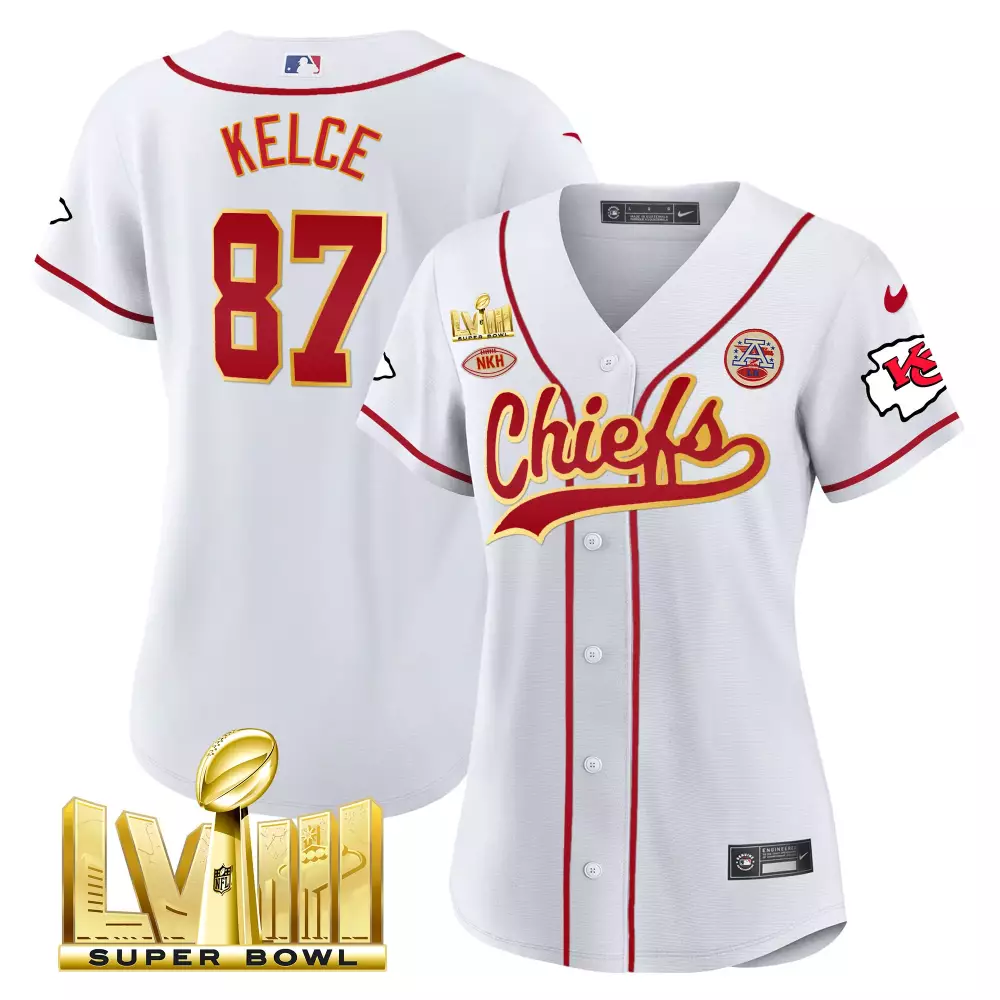 Kelce Lvii 87 Kansas City Chiefs Jersey White Super Bowl Champions Nkh 2023 Women