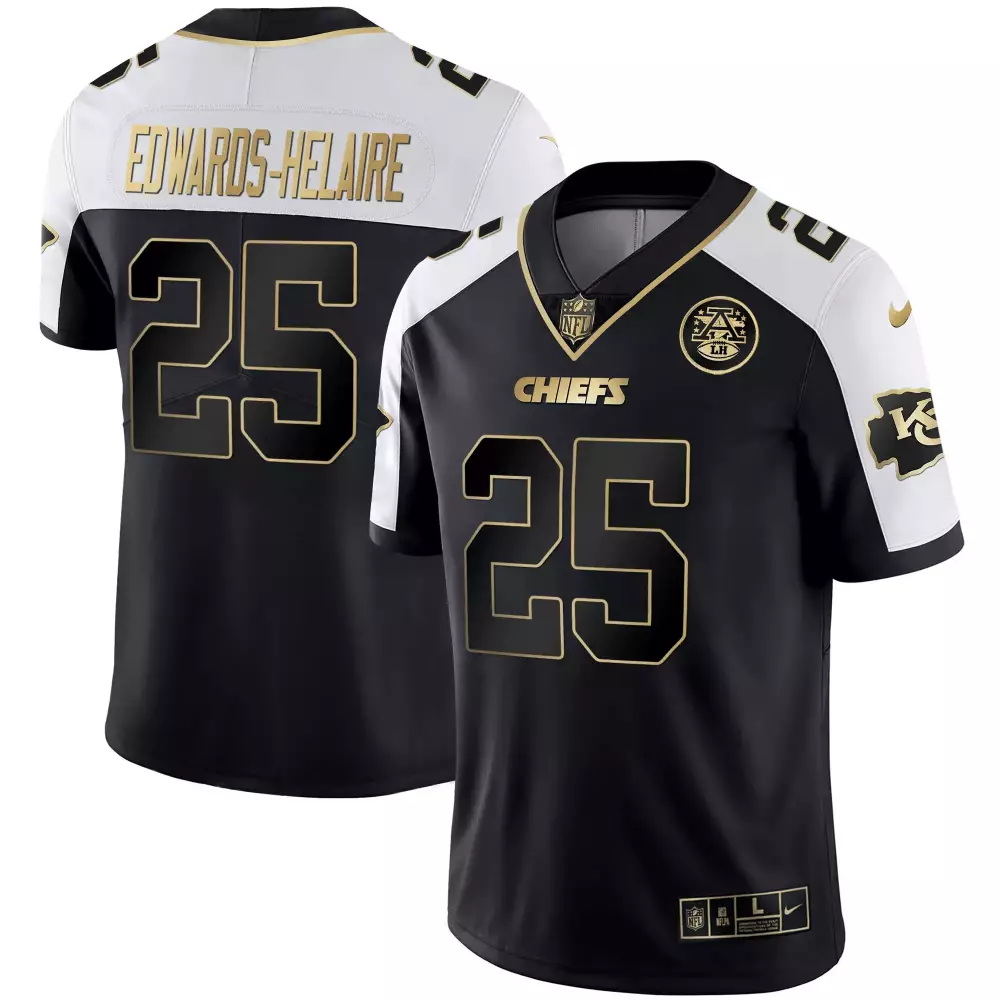 Edwards Helaire 25 Chiefs Jersey Black Lviii Afl Lh Men Alternate White Gold Stitched