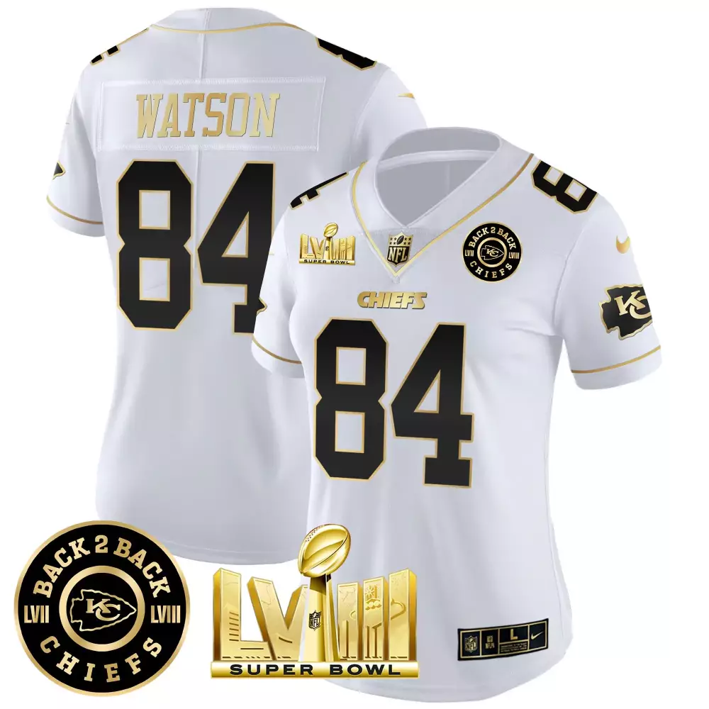 Justin Watson 84 Chiefs Jersey White Super Bowl Champions Lvii Lviii Women NFL Black
