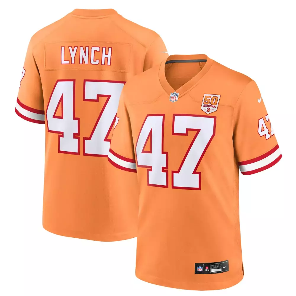 John Lynch 47 Jersey Orange 50th Anniversary Tampa Bay Buccaneers 2016 Men White