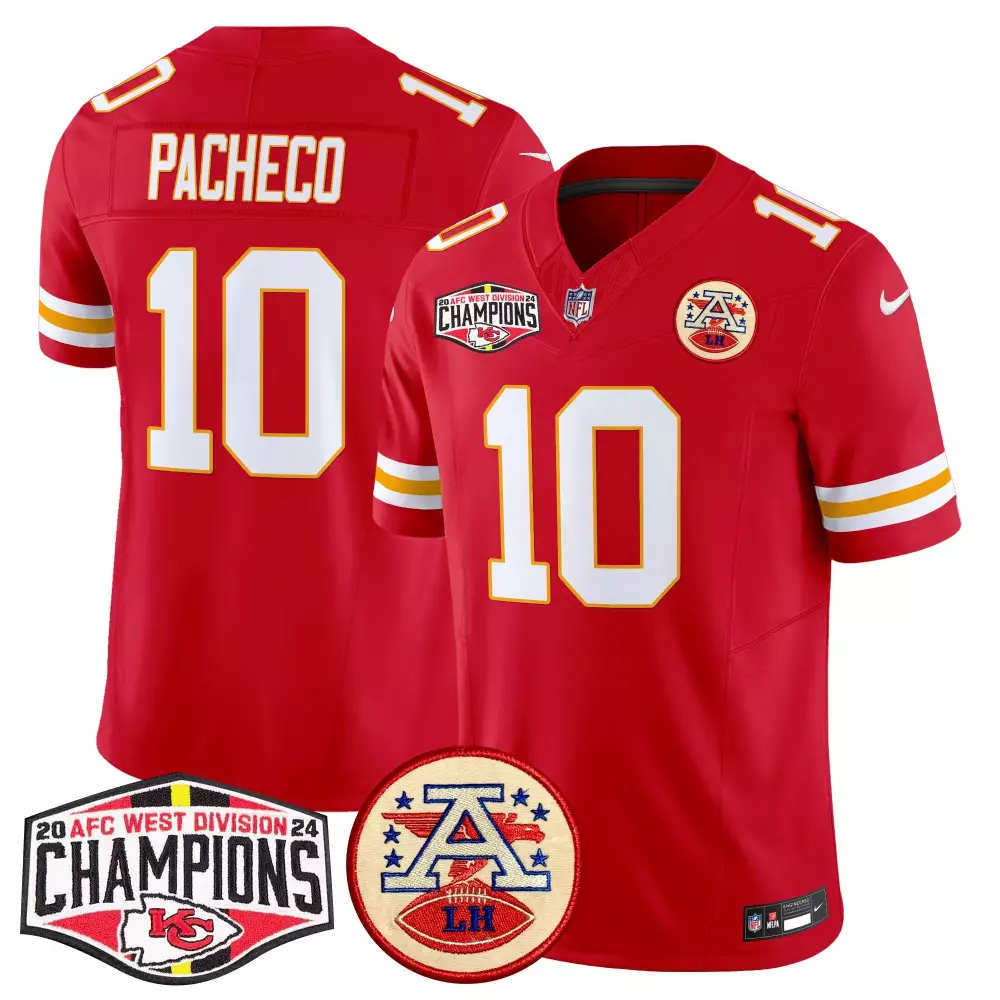 Isiah Pacheco 10 Jersey Red AFC West Division Champions Kansas City Chiefs Lh Men