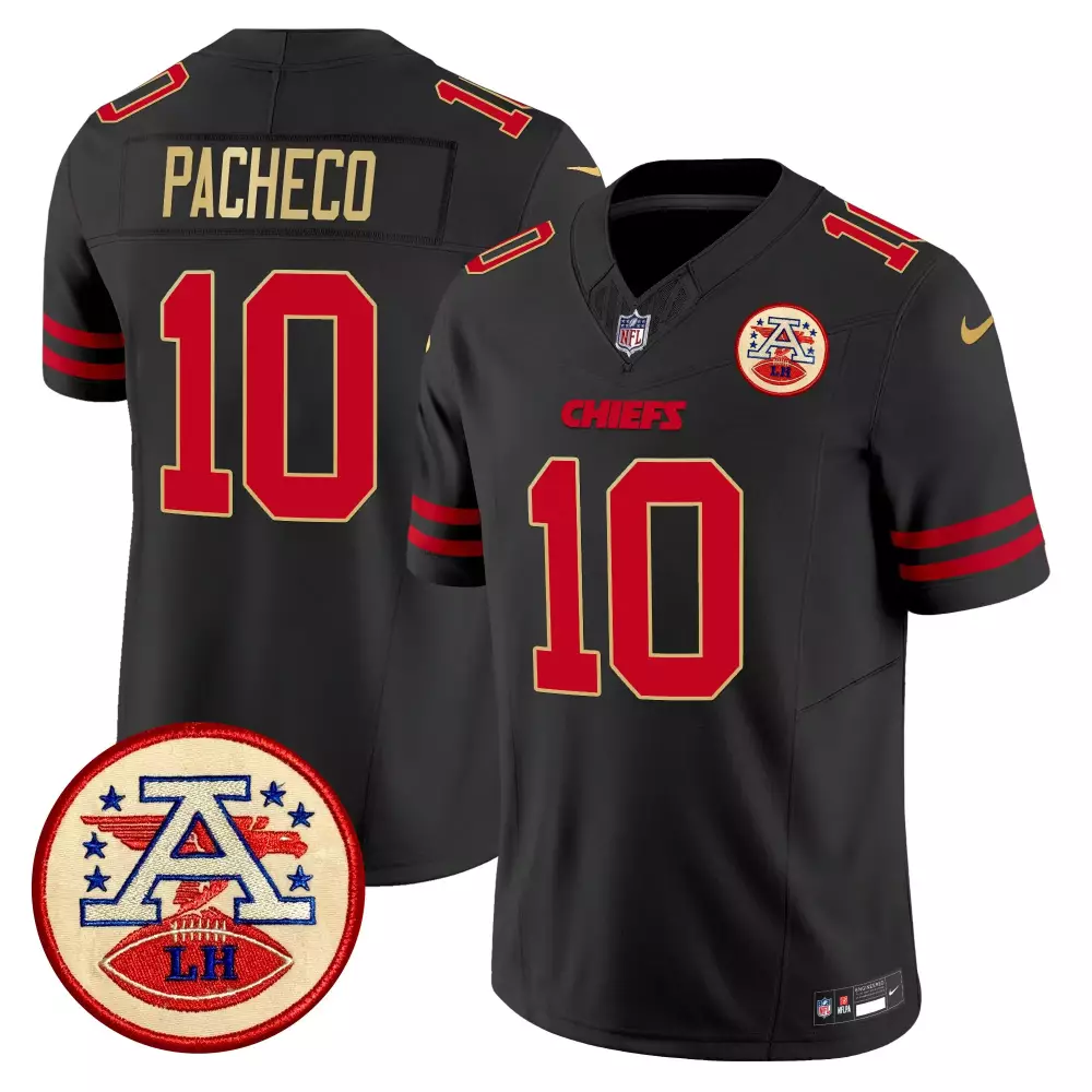 Isiah Pacheco 10 Chiefs Jersey Black Lh Men Red Gold Vapor Limited All Stitched