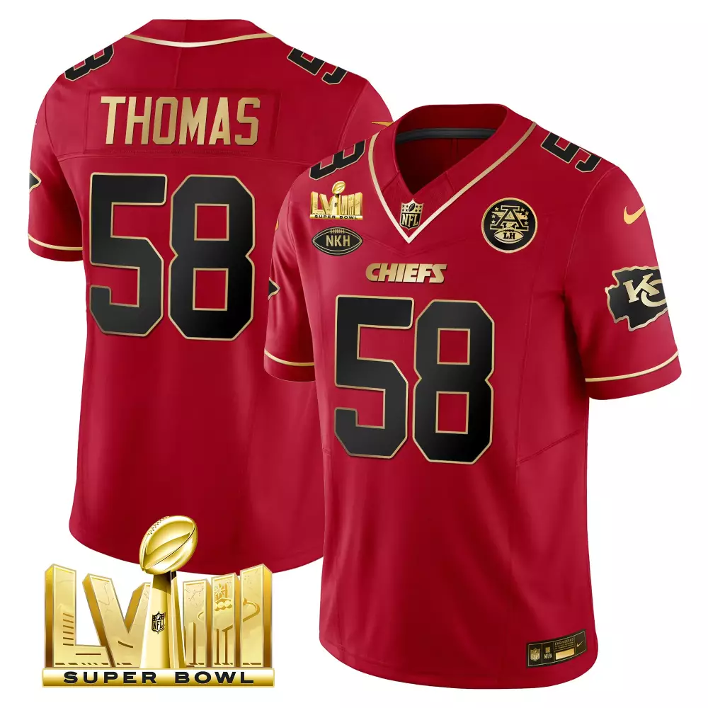 Travis Kelce 58 Chiefs Jersey Red Super Bowl Lviii Nkh Men Player Gold Black Vapor