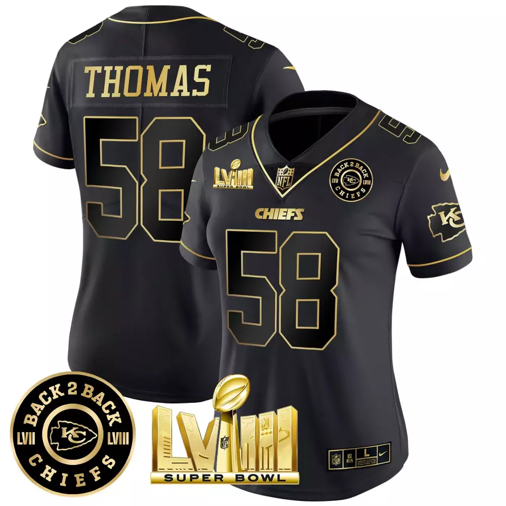 Derrick Thomas 58 Chiefs Jersey Black Back 2 Super Bowl Lvii Lviii Men Player Gold