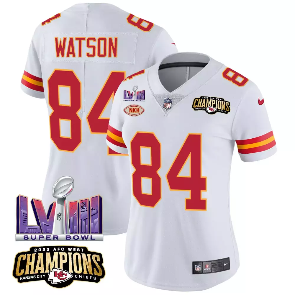 Tre Watson 84 Kansas City Chiefs Jersey White Super Bowl Lvii Champions AFC West Nkh