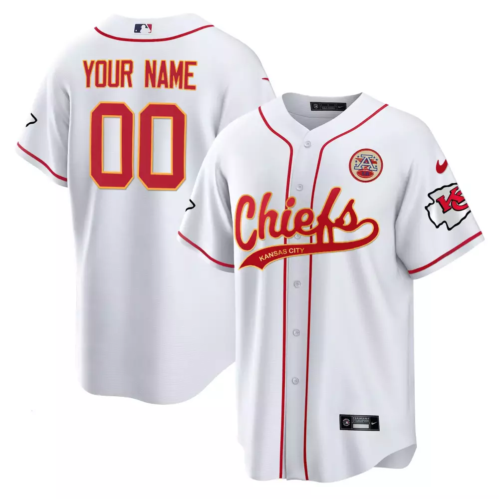 Custom Kansas City Chiefs Jersey White Men Red Gold All Stitched Vapor