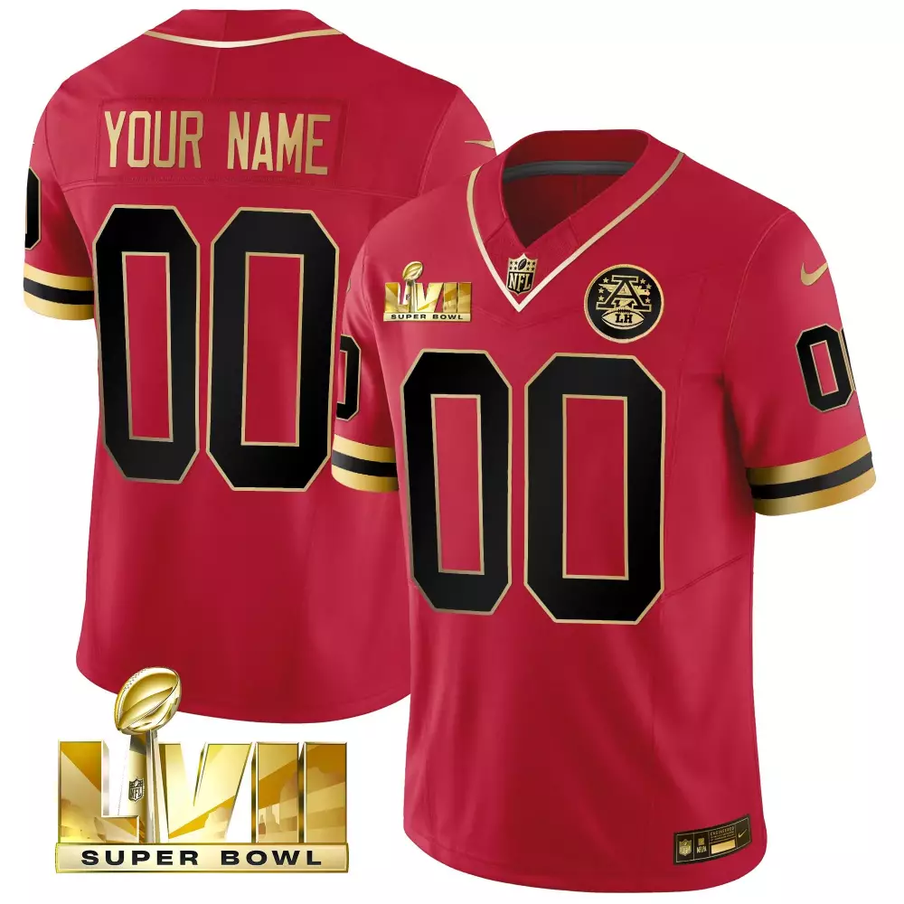 Custom Jersey Red Super Bowl Lviii Black Gold Throwback Limited Vapor All Stitched