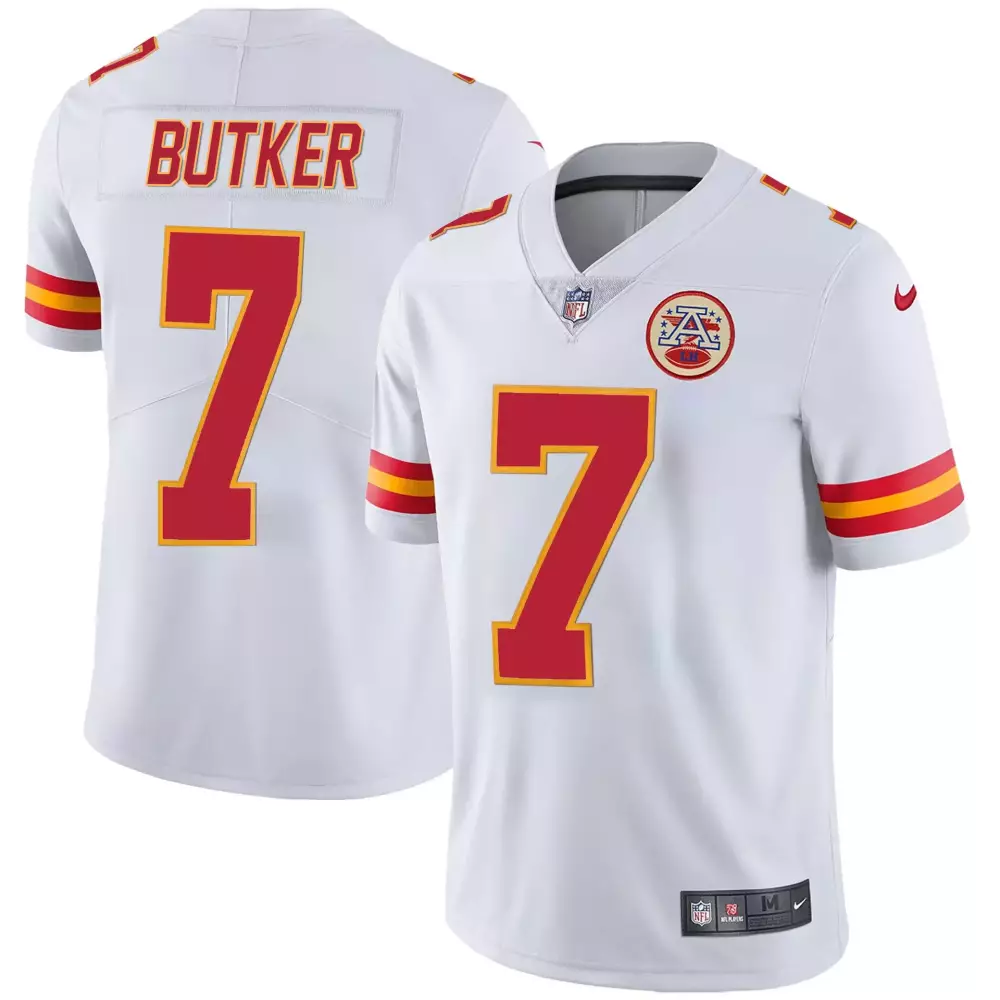 Harrison Butker 7 Jersey White Kansas City Chiefs Men Authentic Red Yellow Vapor
