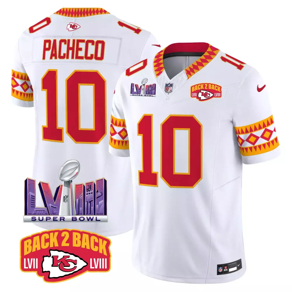 Isiah Pacheco 10 Jersey White Super Bowl Champions Kansas City Chiefs Lvii Lviii