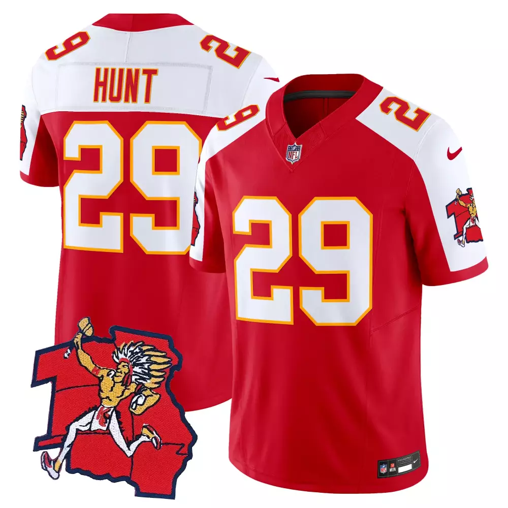 Kareem Hunt 29 Kansas City Chiefs Jersey Red Men White Yellow Alternate Throwback