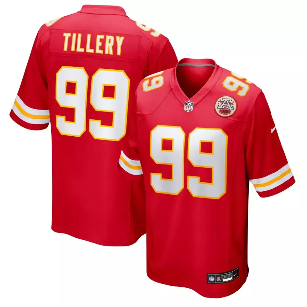 Jerry Tillery 99 Jersey Red Kansas City Chiefs Afl 50th Anniversary Men Short Sleeve
