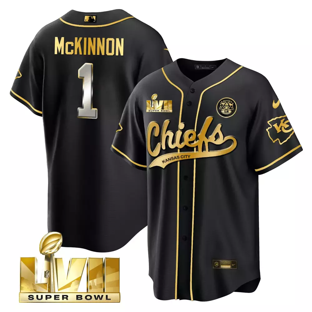 Jerick Mckinnon 1 Jersey Black Super Bowl Lvii Kansas City Chiefs Men Gold All Stitched