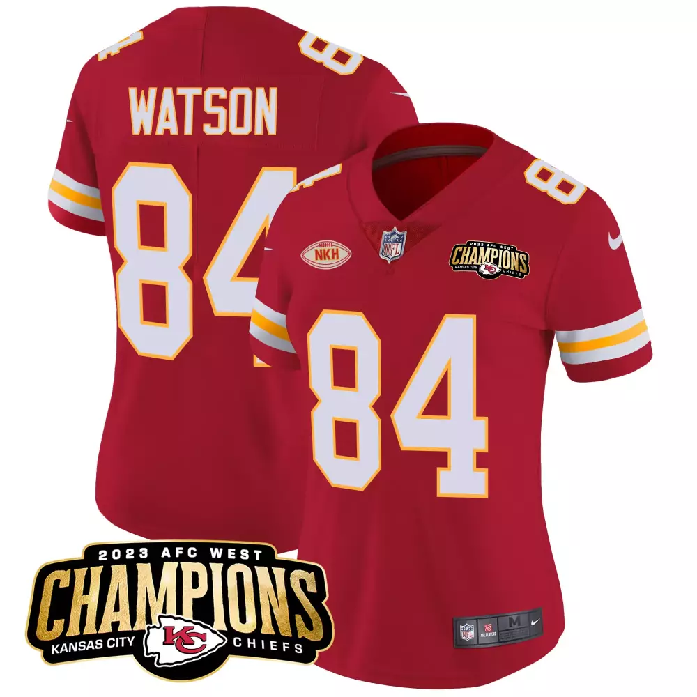 Tre Watson 84 Kansas City Chiefs Jersey Red 2023 AFC West Champions Nkh Men White