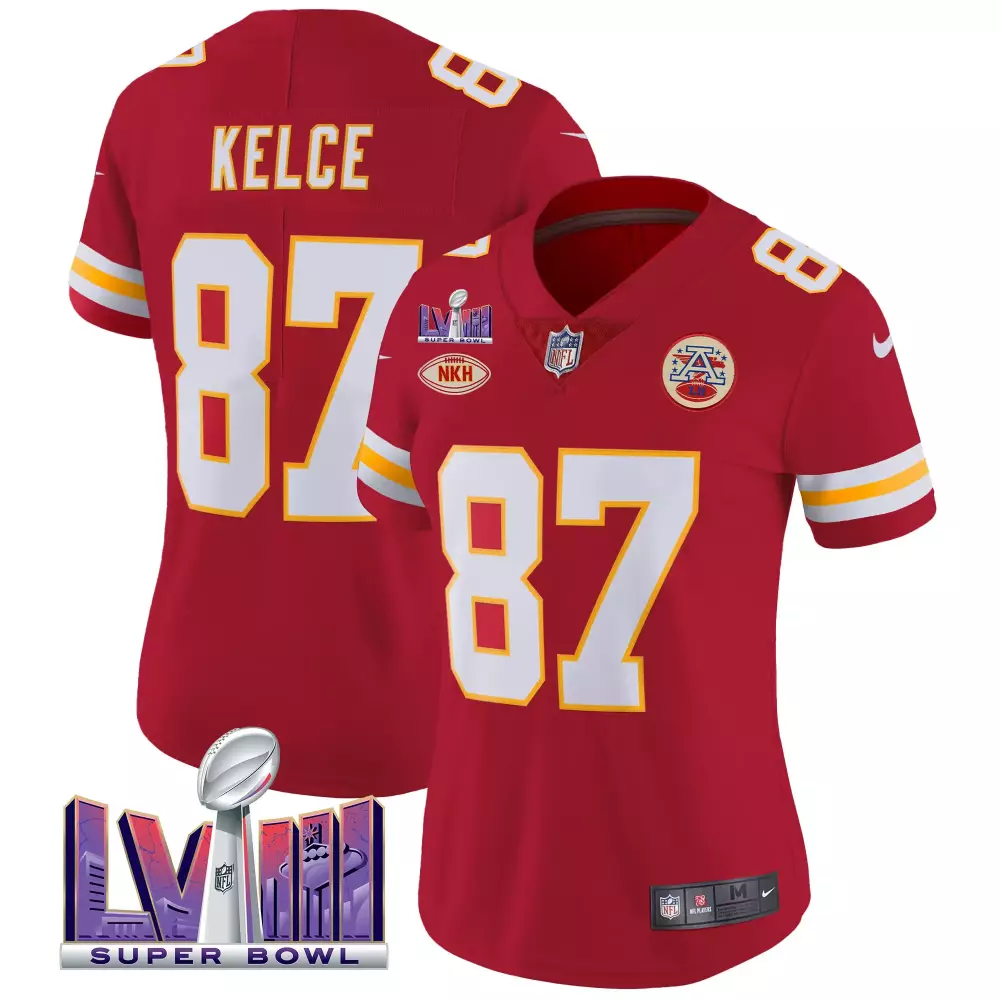 Kelce Lvii 87 Kansas City Chiefs Jersey Red Super Bowl Nkh Afl Men Player White Yellow