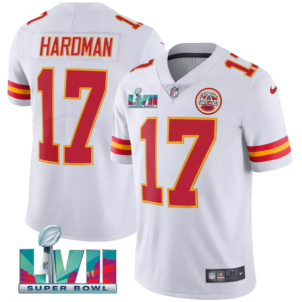 Mecole Hardman 17 Jersey White Kansas City Chiefs Super Bowl Lvii Men Short Sleeve