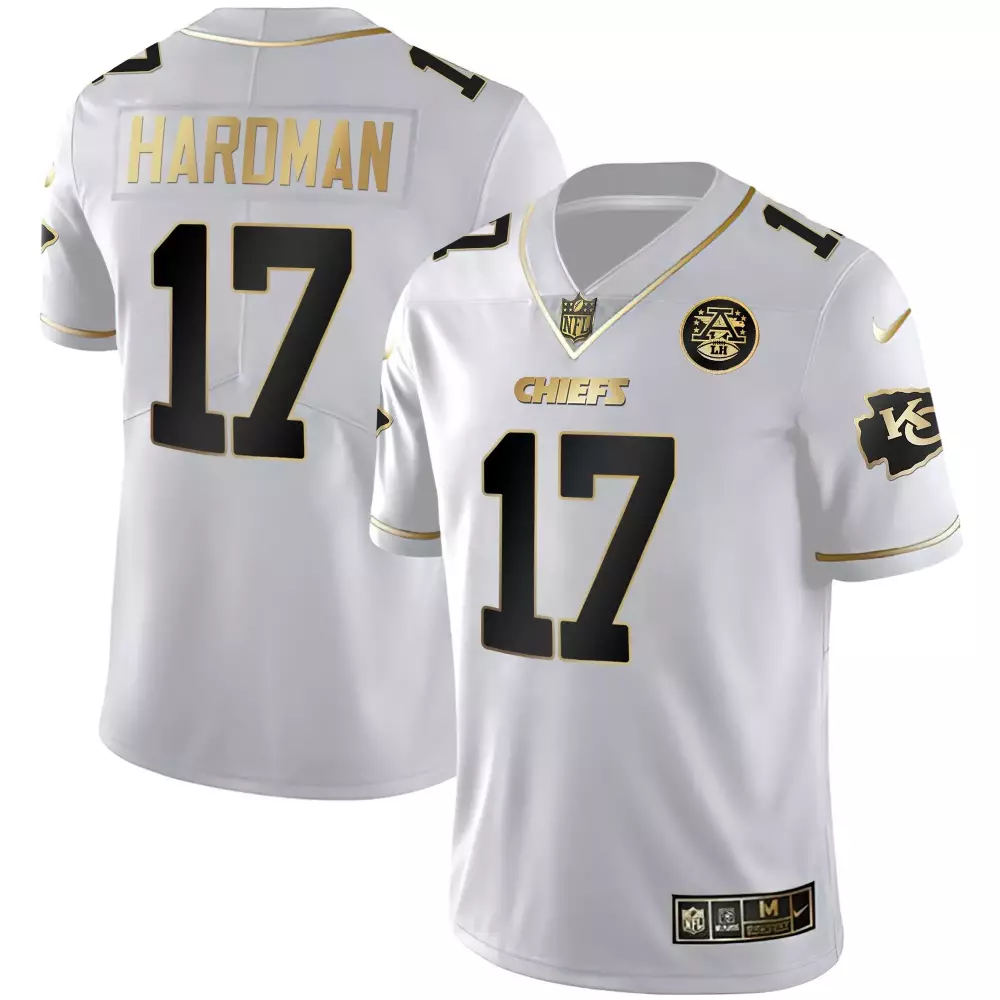 Mecole Hardman 17 Chiefs Jersey White Super Bowl Lviii Equipment Men Black Gold All