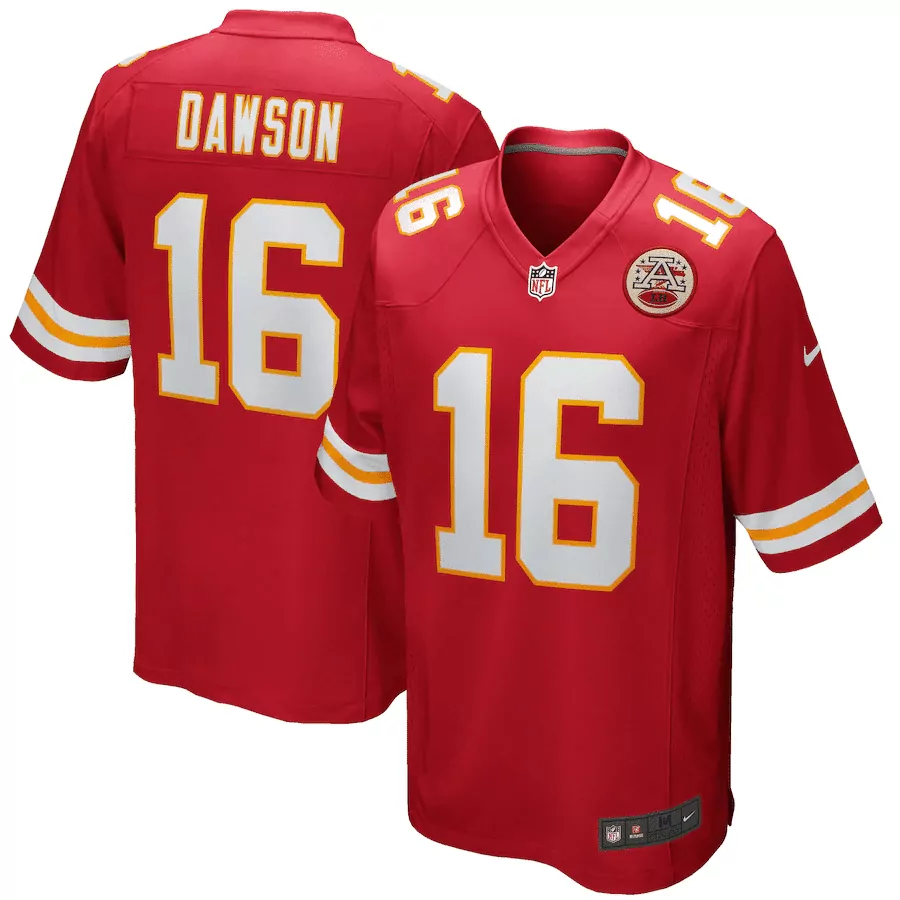 Len Dawson 16 Kansas City Chiefs Jersey Red AFC Championship Men Game White Gold