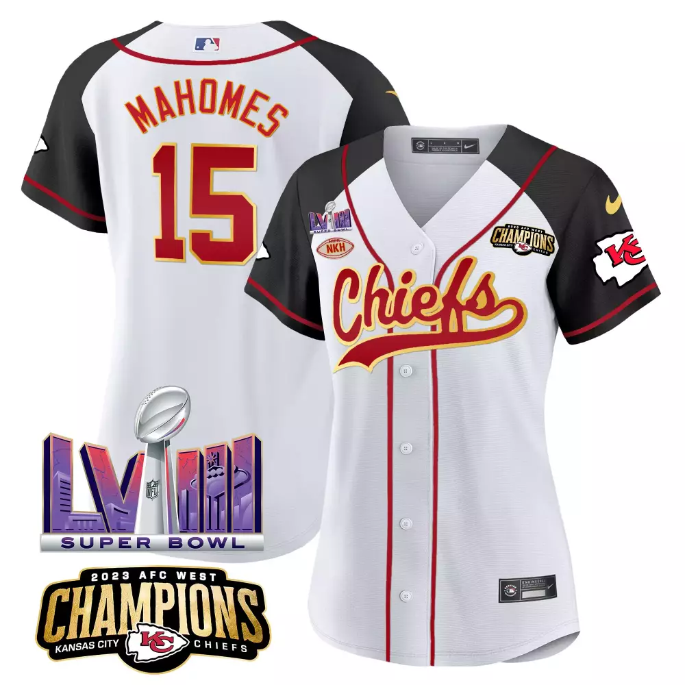 Patrick Mahomes 15 Jersey White Super Bowl Lvii Champions Kansas City Chiefs 2023 AFC West