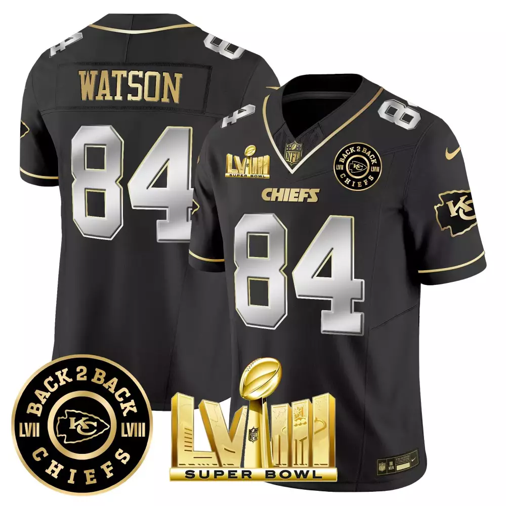 Justin Watson 84 Jersey Black Super Bowl Champions Kansas City Chiefs Lvii Lviii