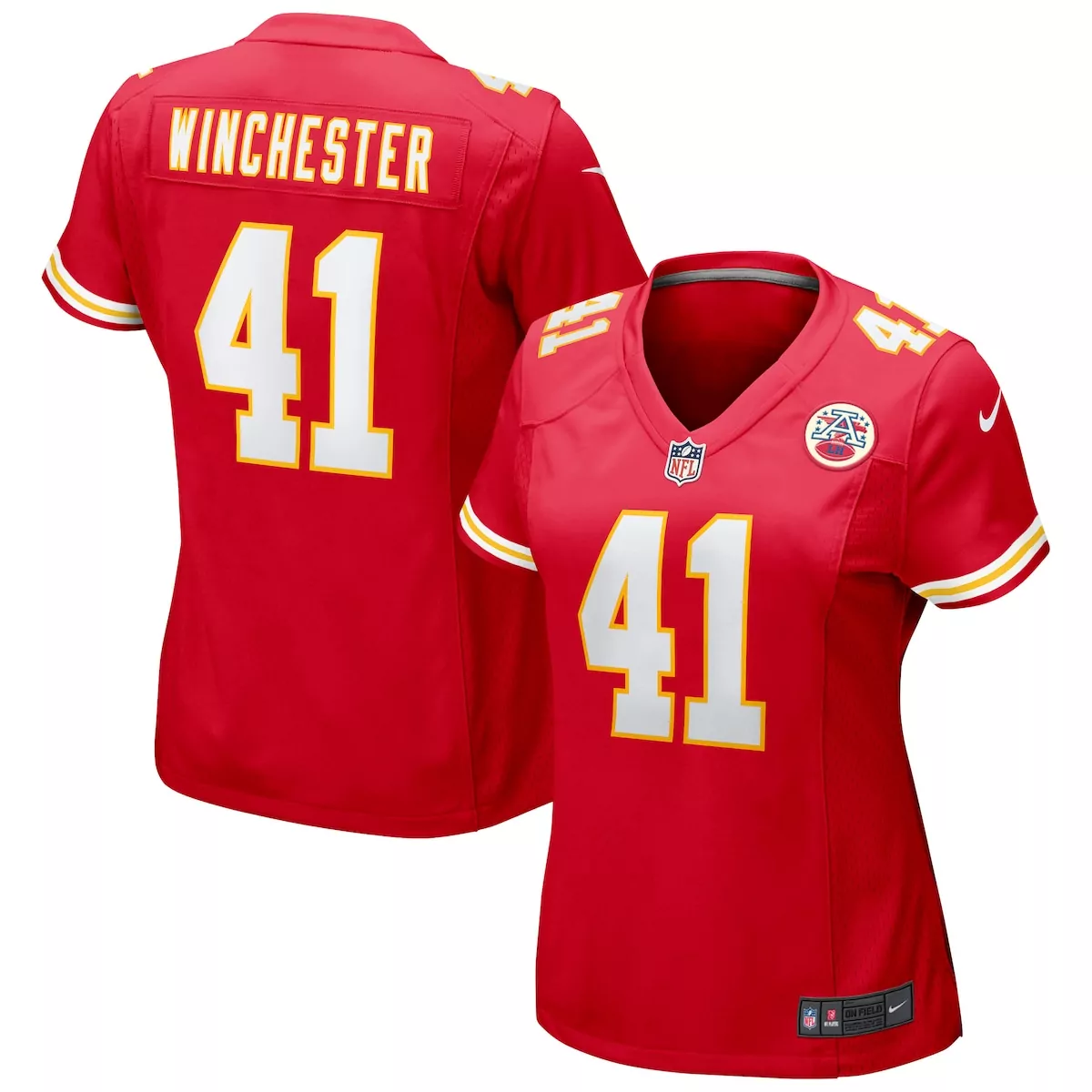 James Winchester 41 Jersey Red Super Bowl Lviii Champions Kansas City Chiefs Women