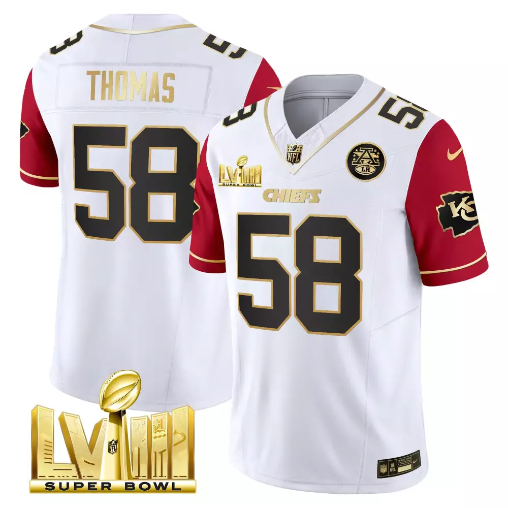 Derrick Thomas 58 Chiefs Jersey White Super Bowl Lvii Men Alternate Split Design