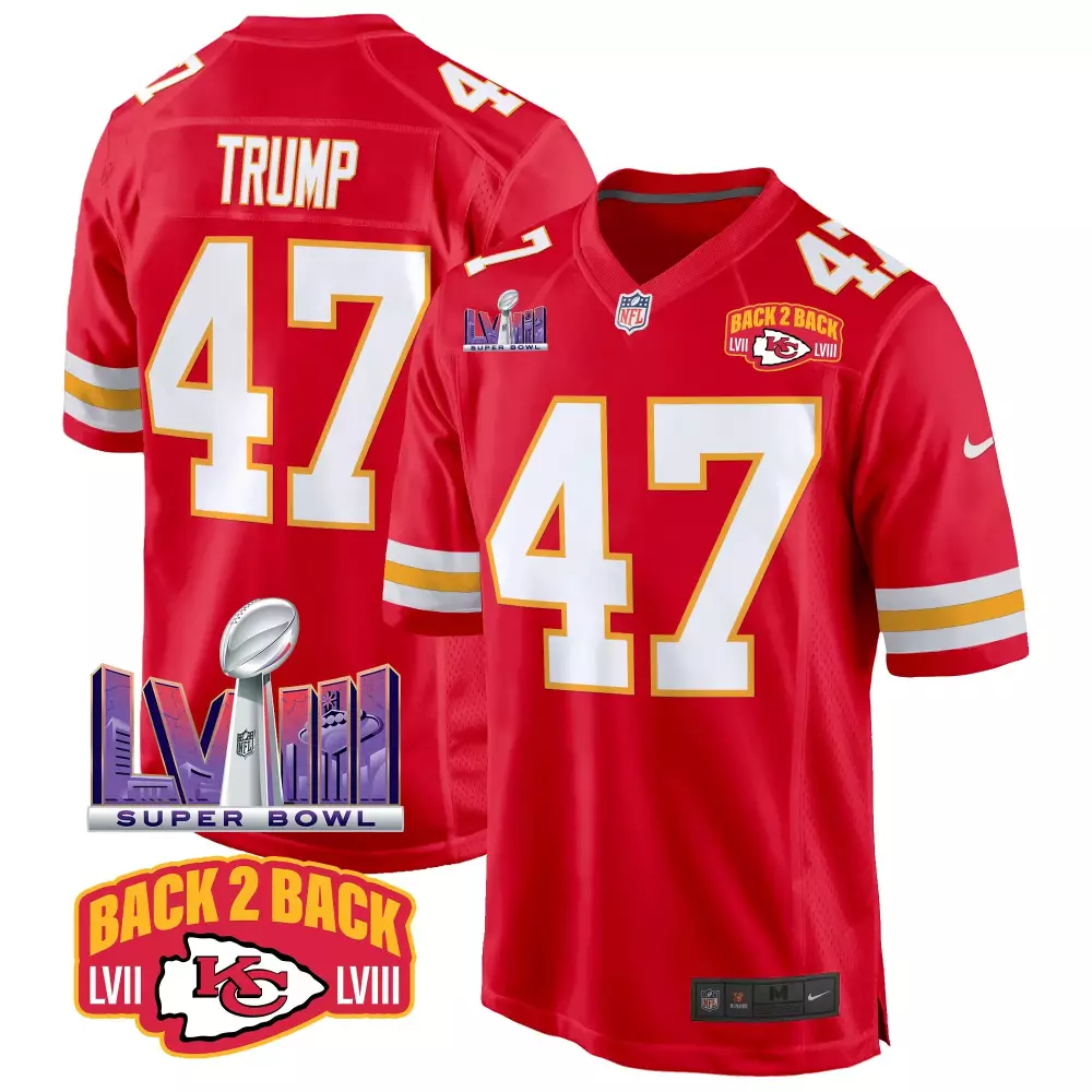 Donald Trump 47 Chiefs Jersey Red Back 2 Super Bowl Lvii Lviii Men White Yellow Game