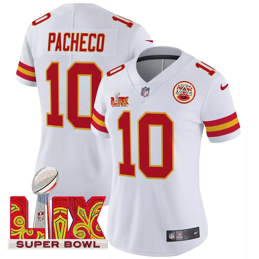 Isiah Pacheco 10 Jersey White Super Bowl Lix Kansas City Chiefs 2023 Women Game Red