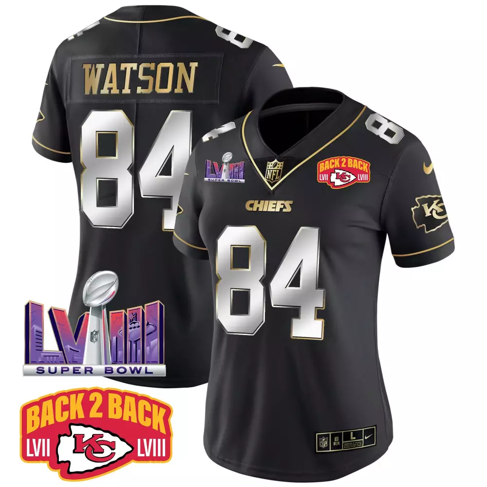 Justin Watson 84 Chiefs Jersey Black Super Bowl Lvii Lviii Champions Men Gold Silver