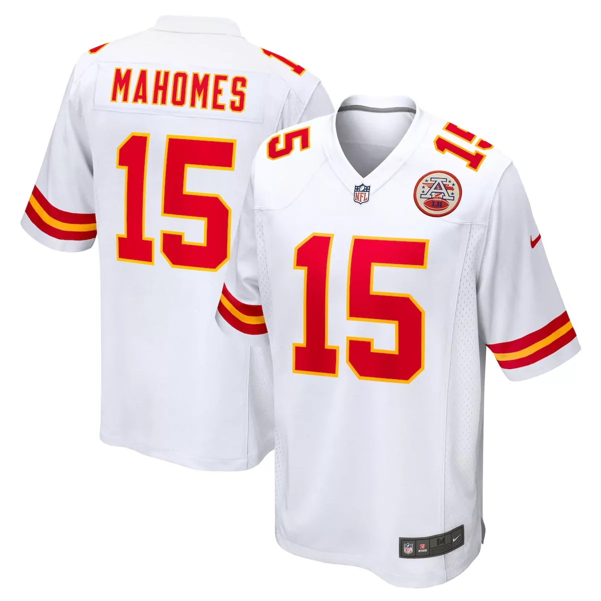 Patrick Mahomes 15 Jersey White Kansas City Chiefs 100th Season Men Authentic Red