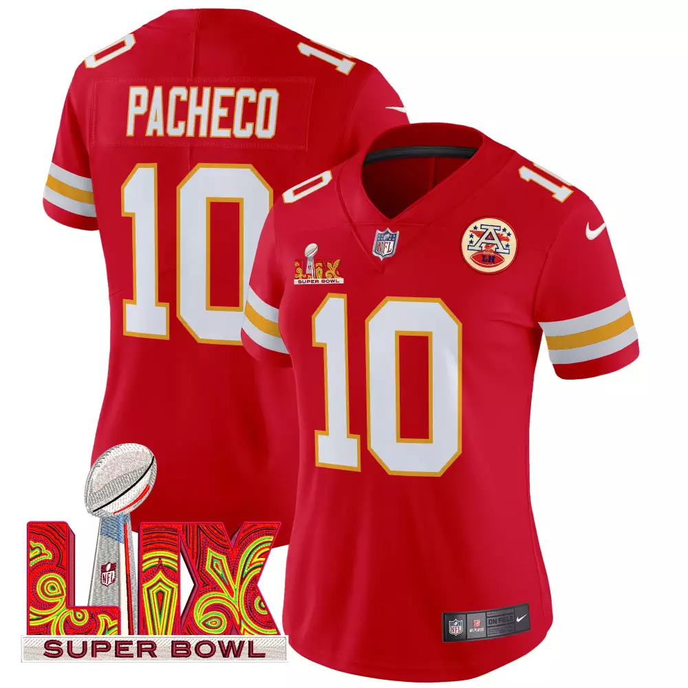 Isiah Pacheco 10 Jersey Red Super Bowl Lviii Kansas City Chiefs 2023 Women White