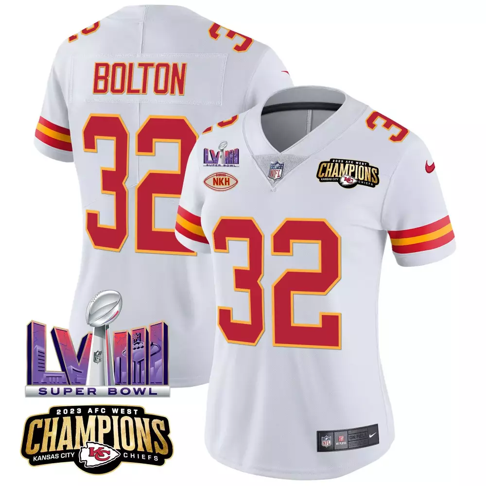 Nick Bolton 32 Kansas City Chiefs Jersey White Super Bowl Lviii Champions 2023 AFC West