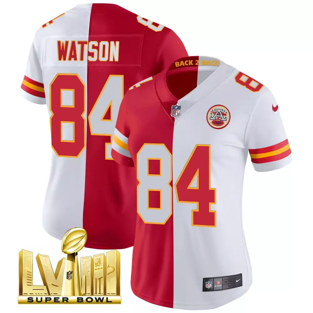 Justin Watson 84 Jersey Red Super Bowl Champions Kansas City Chiefs Lviii Women Split