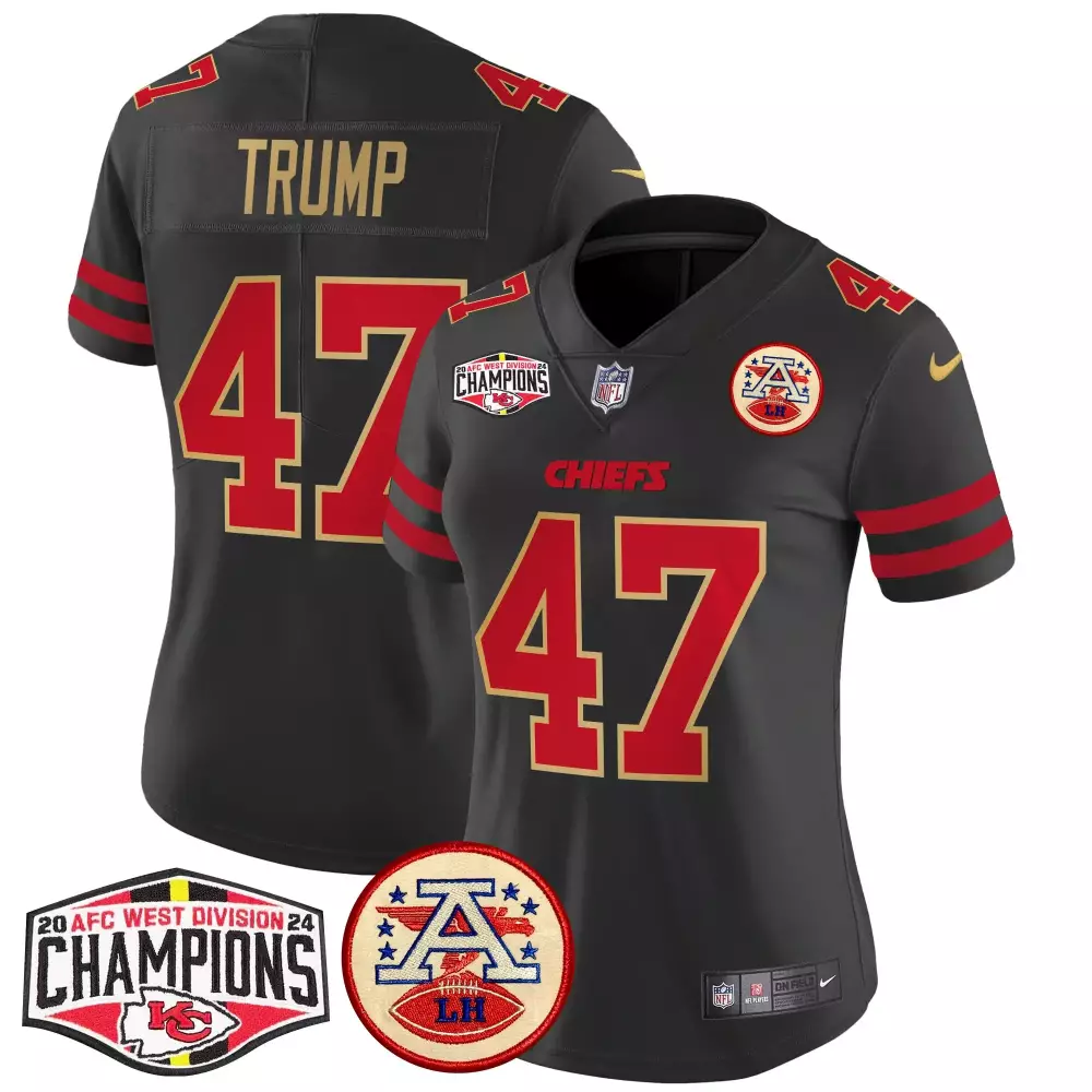 Donald Trump 47 Chiefs Jersey Black AFC Champions Men Player Red Gold Vapor Limited