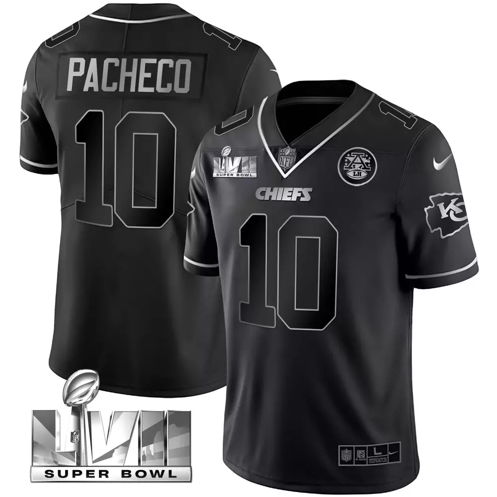 Isiah Pacheco 10 Chiefs Jersey Black Super Bowl Lviii Men Player Silver Vapor All