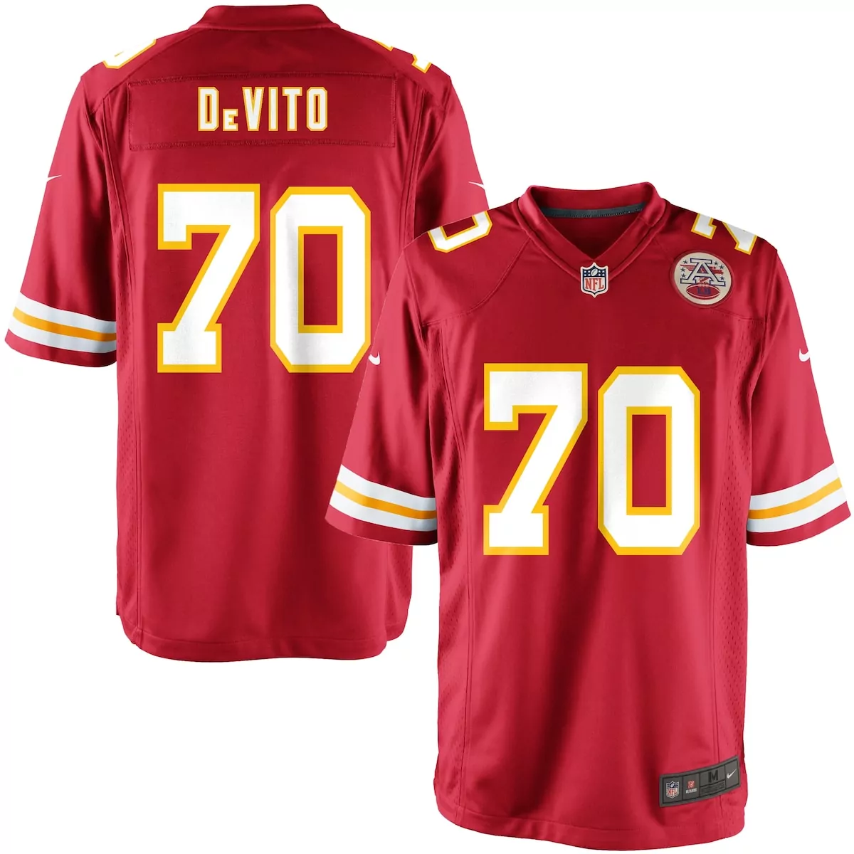 Tommy Devito 70 Jersey Red Kansas City Chiefs Afl 50th Anniversary Men Fitted White