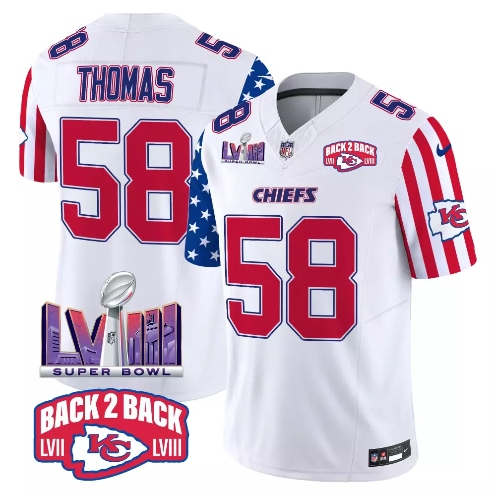 Derrick Thomas 58 Chiefs Jersey White Back 2 Super Bowl Lviii Men Red Blue Vapor