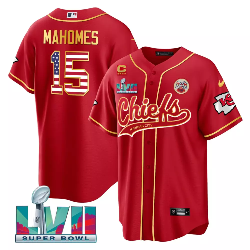 Patrick Mahomes 15 Jersey Red Super Bowl Lvii Kansas City Chiefs Men Gold White All