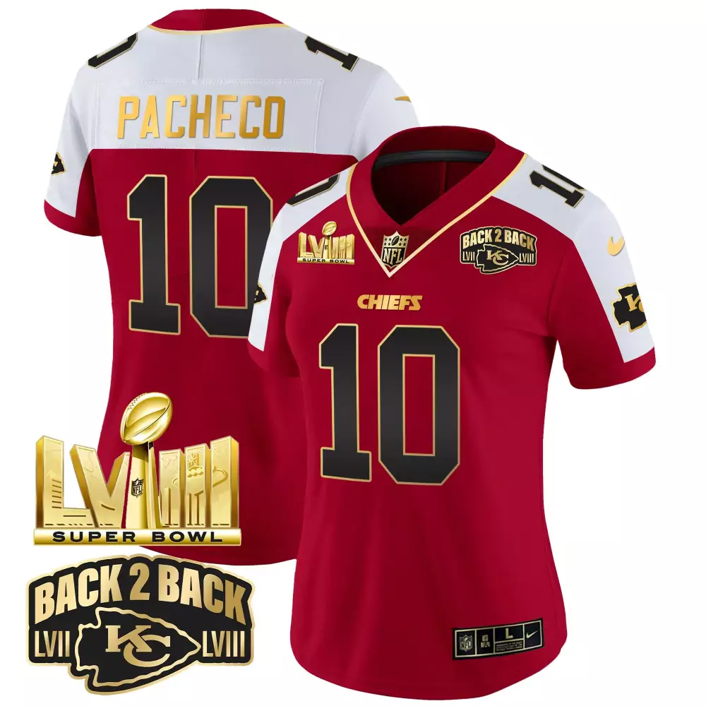Isiah Pacheco 10 Chiefs Jersey Red Super Bowl Lviii Champions 2023 Men Player Split Design