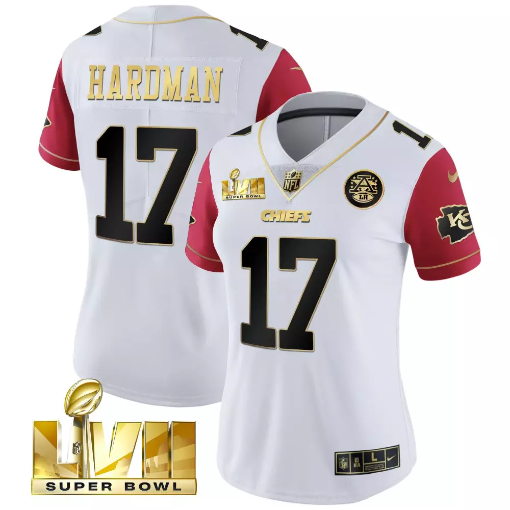 Mecole Hardman 17 Chiefs Jersey White Super Bowl Lvii Women Replica Alternate Red