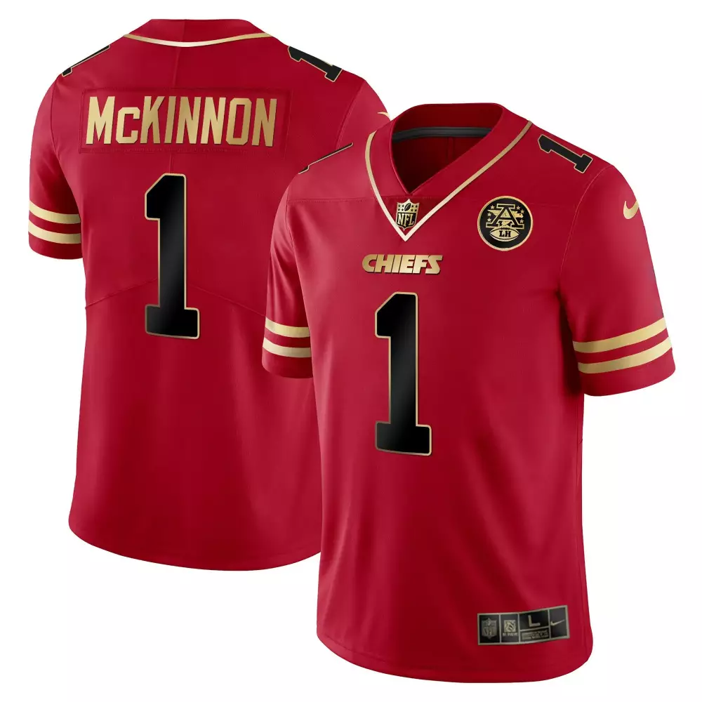 Jerick Mckinnon 1 Chiefs Jersey Red Men Gold Vapor Limited All Stitched