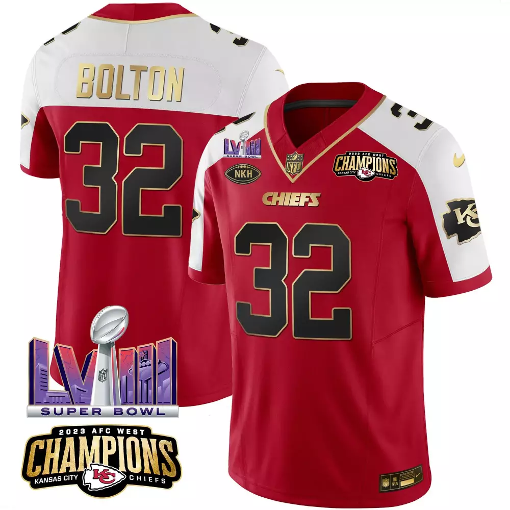 Nick Bolton 32 Kansas City Chiefs Jersey Red 2023 AFC West Champions Super Bowl Lvii Nkh