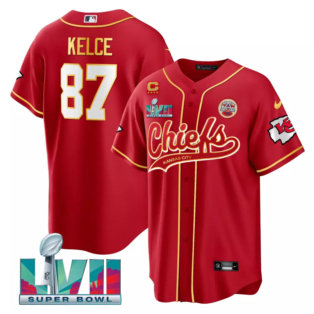 Kelce Lvii 87 Kansas City Chiefs Jersey Red Super Bowl Men Gold White All Stitched