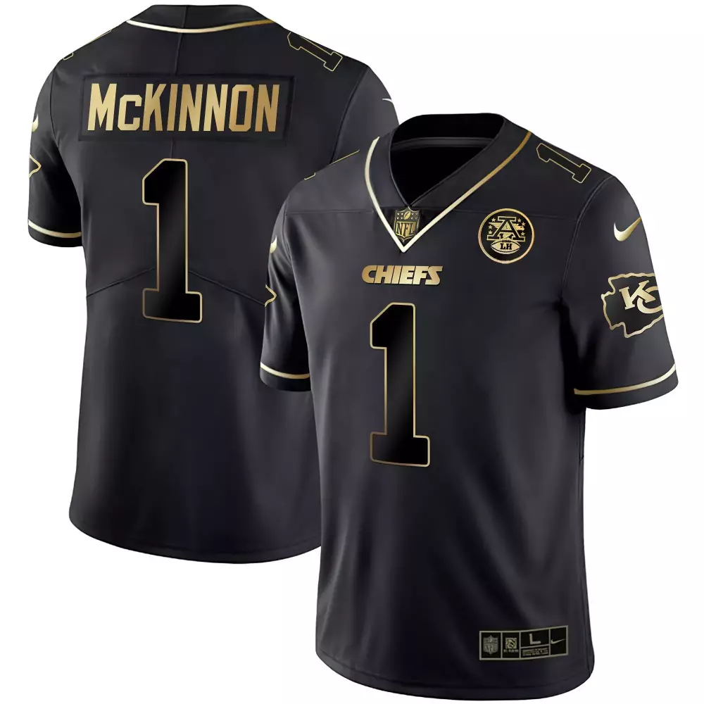 Jerick Mckinnon 1 Chiefs Jersey Black Afl 60th Anniversary Men Gold All Stitched