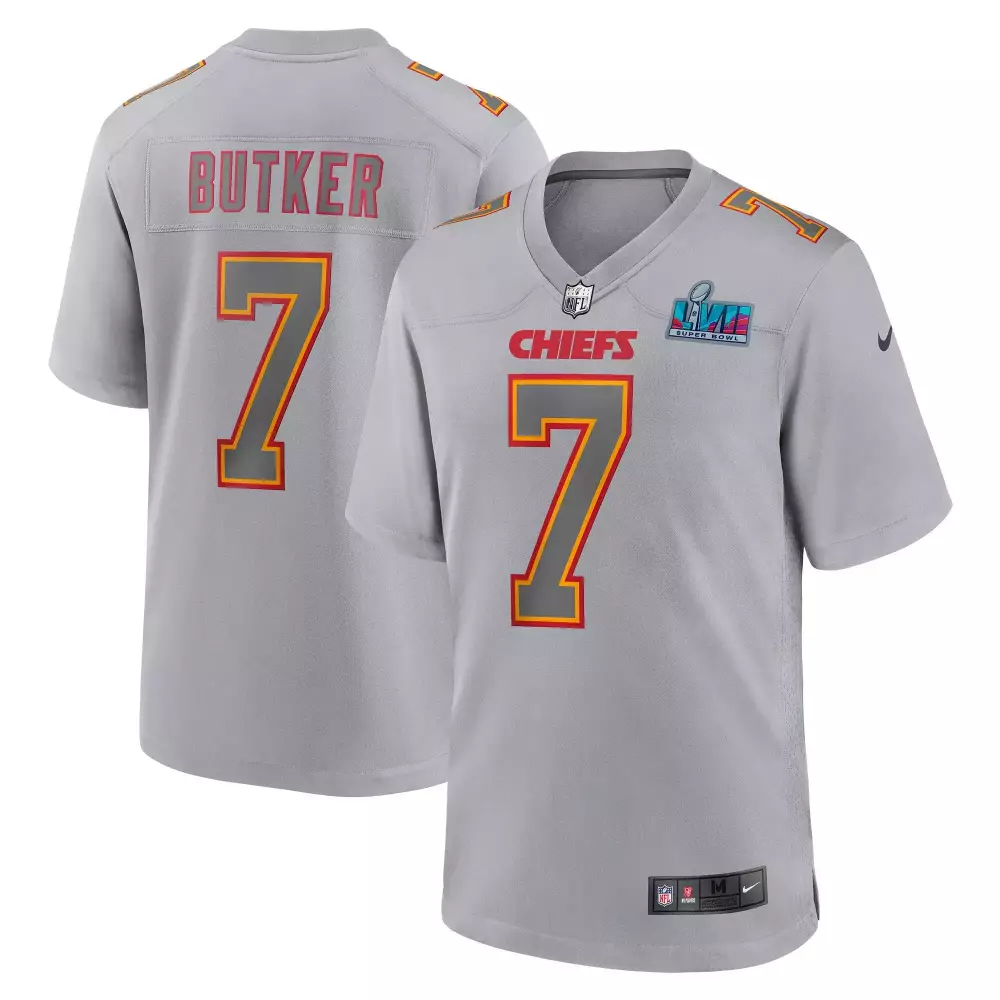 Harrison Butker 7 Chiefs Jersey Gray Super Bowl Lviii Men Red Yellow All Stitched