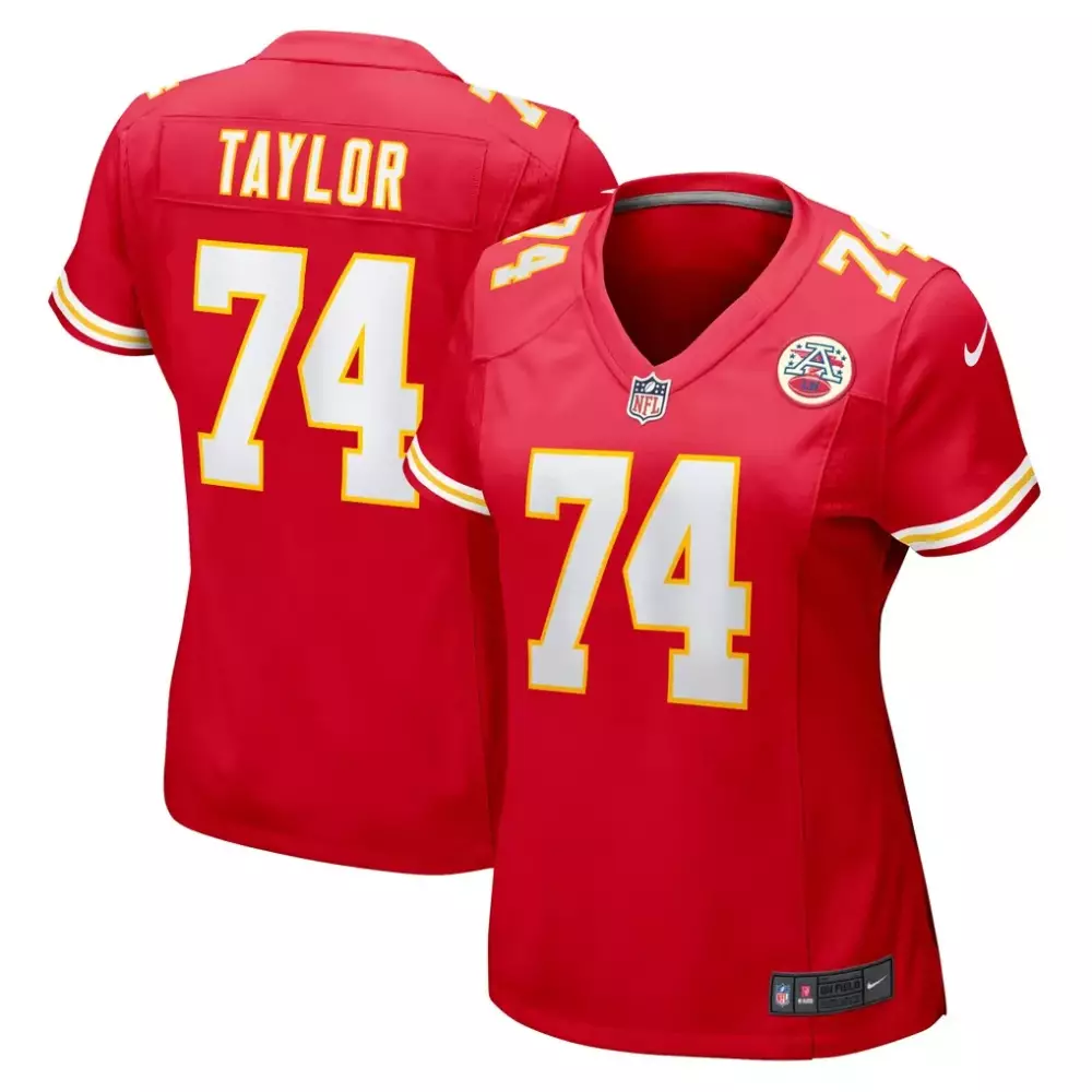 Jawaan Taylor 74 Jersey Red Kansas City Chiefs Women NFL Yellow White Game